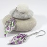 Boucles Feuilles Origami blanches avec fleurs violettes et feuillages - 20,70 €