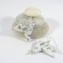 Boucles Oiseaux Origami blanc avec coccinelles multicolores pastel