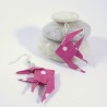 Boucles Poissons Origami fuchsia avec pois blancs - 23,00 €