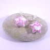 Boucles Origami Nova rose avec coeurs blancs - 23,00 €