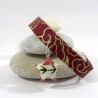 Bracelet Origami Ruban étoilé rouge et or avec étoile blanc écru et fleurs rouges - 21,00 €