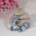 Boucles Carpes Koï Origami fleurs de cerisier pastel sur fond bleu turquoise - 25,00 €