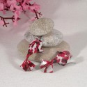 Boucles Carpes Koï Origami fleurs rouges sur fond blanc - 25,00 €