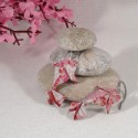 Boucles Carpes Koï Origami sakura stylisées roses et blanches sur fond rose - 25,00 €