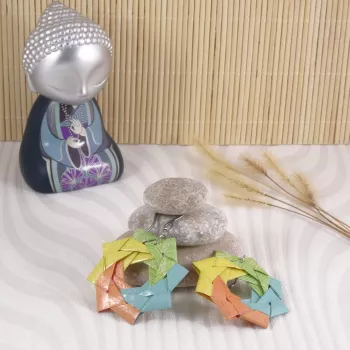 Boucles d'Oreilles Origami Rosaces 4 saisons multicolores