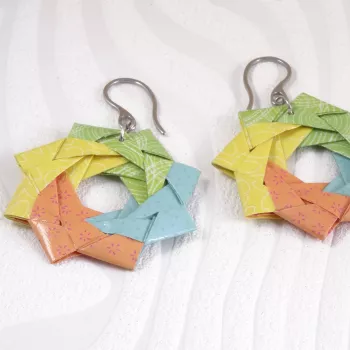 Boucles d'Oreilles Origami Rosaces 4 saisons multicolores