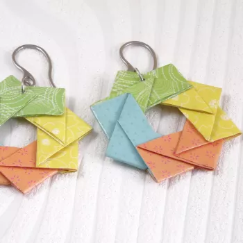 Boucles d'Oreilles Origami Rosaces 4 saisons multicolores