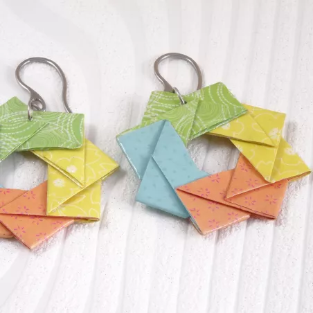 Boucles d'Oreilles Origami Rosaces 4 saisons multicolores