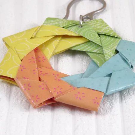 Boucles d'Oreilles Origami Rosaces 4 saisons multicolores