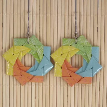 Boucles d'Oreilles Origami Rosaces 4 saisons multicolores