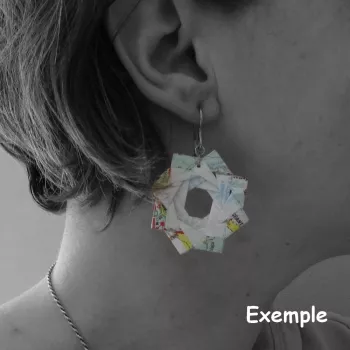 Boucles d'Oreilles Origami Rosaces 4 saisons multicolores
