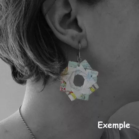 Boucles d'Oreilles Origami Rosaces 4 saisons multicolores