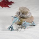Boucles d’Oreilles Origami Carpes Koï fleurs roses sur fond bleu ciel - 25,00 €