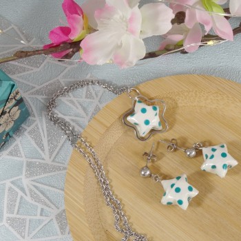 Parure Etoiles Origami pois...