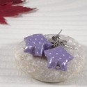 Boucles d’Oreilles Origami Etoile violet à pois blanc - 23,00 €