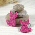 Boucles d’Oreilles Origami Chats motifs concentriques sur fond fuchsia - 25,00 €