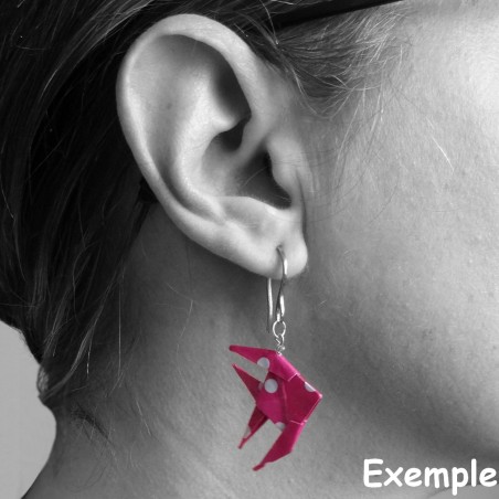 Boucles d’Oreilles Poissons Origami motifs japonais marrons