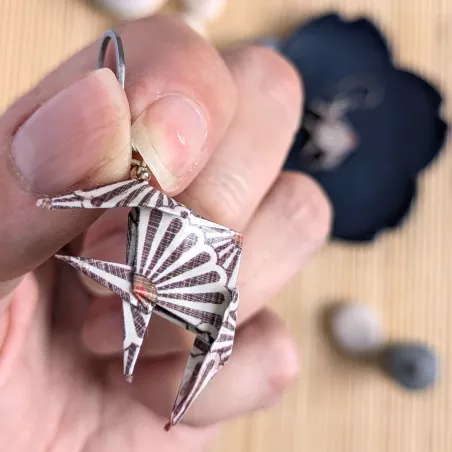 Boucles d’Oreilles Poissons Origami motifs japonais marrons