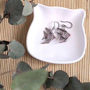 Boucles d’Oreilles Poissons Origami motifs japonais marrons