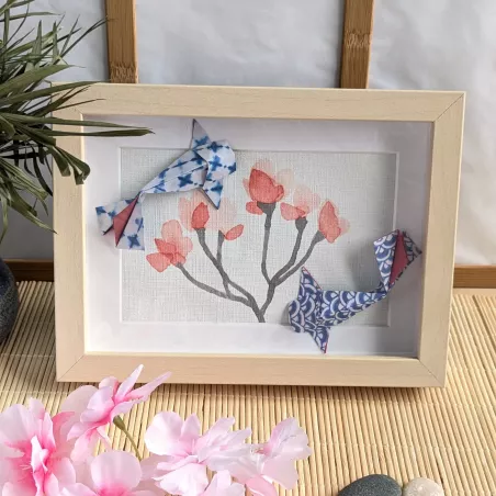 Cadre 3D carpes koï bleues | Line et les Perles