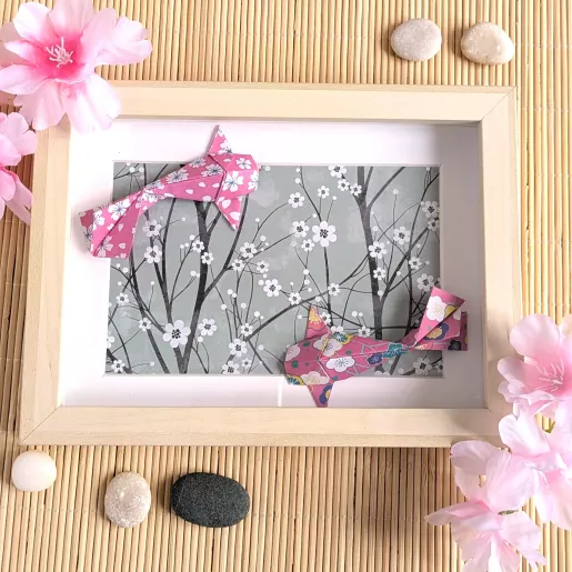 Cadre 3D carpes koï fuchsia | Line et les Perles