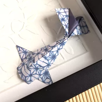 Cadre 3D carpes koï bleues | Line et les Perles