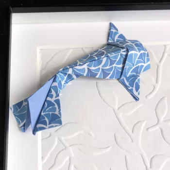 Cadre 3D carpes koï bleues | Line et les Perles