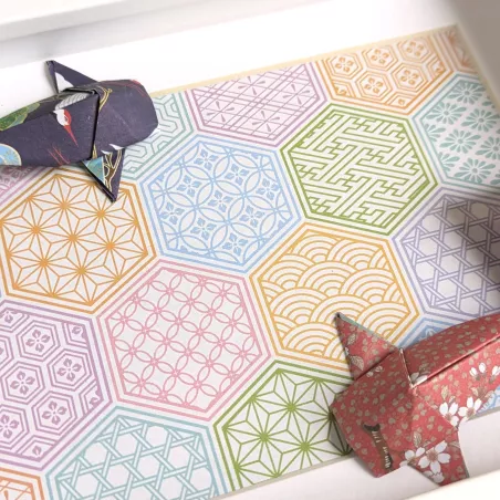 Cadre 3D carpes koï rouge et bleu | Line et les Perles