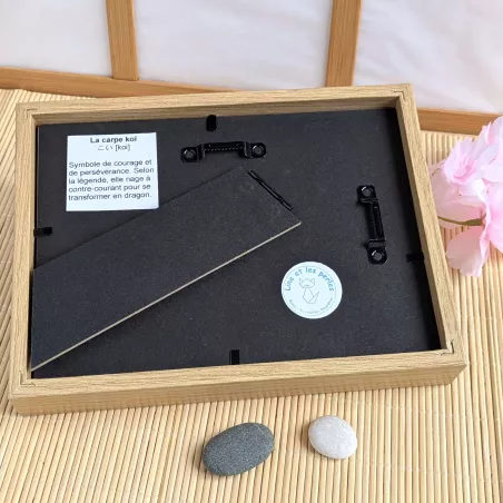 Cadre 3D carpes koï et sakuras roses | Line et les Perles