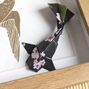 Cadre 3D carpes koï et sakuras roses | Line et les Perles