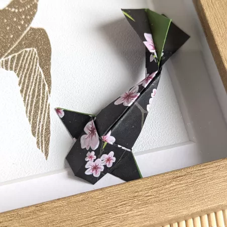 Cadre 3D carpes koï et sakuras roses | Line et les Perles