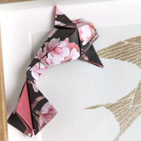 Cadre 3D carpes koï et sakuras roses | Line et les Perles
