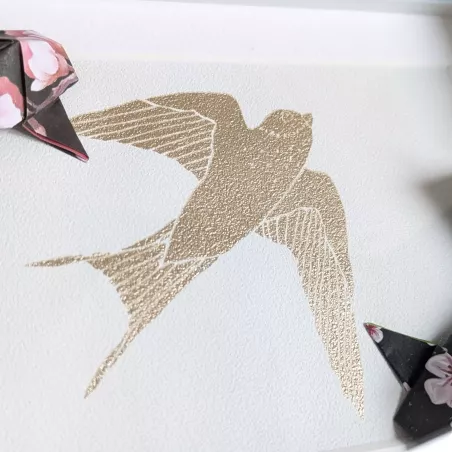 Cadre 3D carpes koï et sakuras roses | Line et les Perles