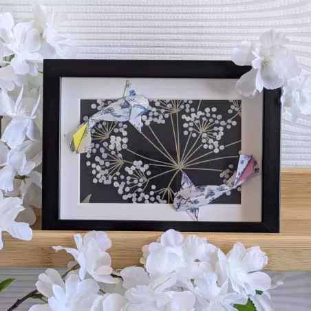 Cadre 3D carpes koï bleues et blanches | Line et les Perles