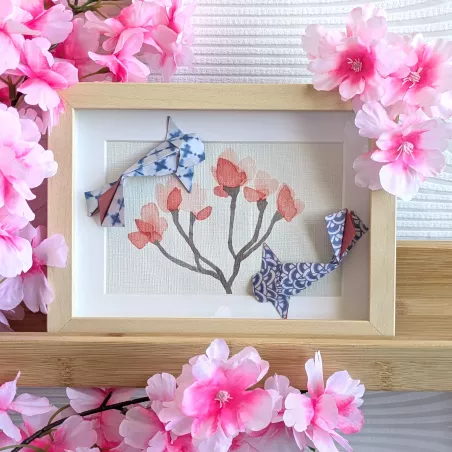 Cadre 3D carpes koï bleues | Line et les Perles