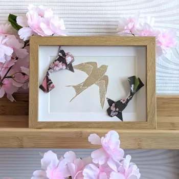 Cadre 3D carpes koï et sakuras roses | Line et les Perles